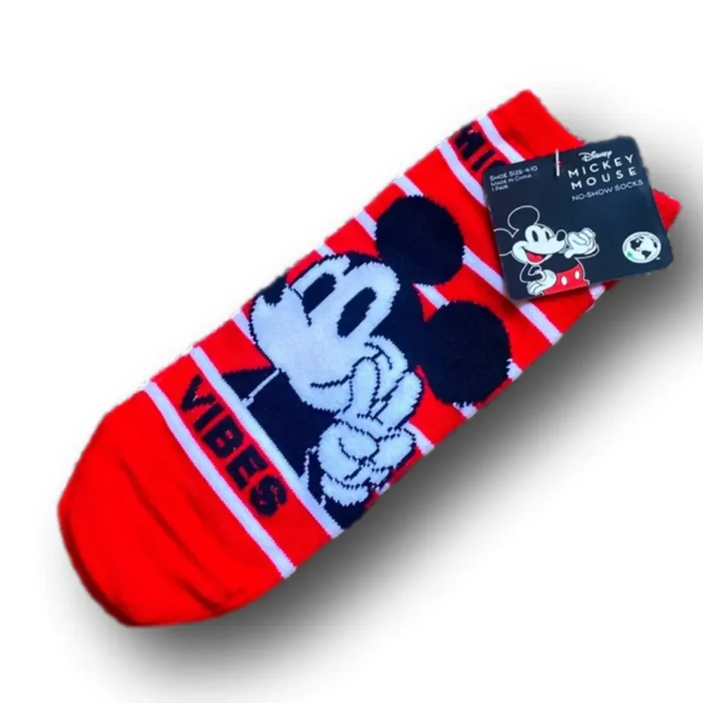 3/$20 Mickey Mouse “Mickey Vibes” Disney Funny Novelty No-Show Socks - NWT